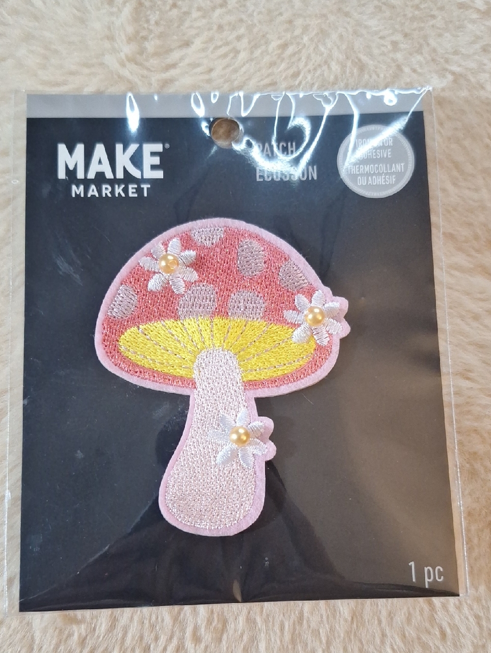 Makers Market Pink & Yellow Mushroom Patch with Floral Pearls